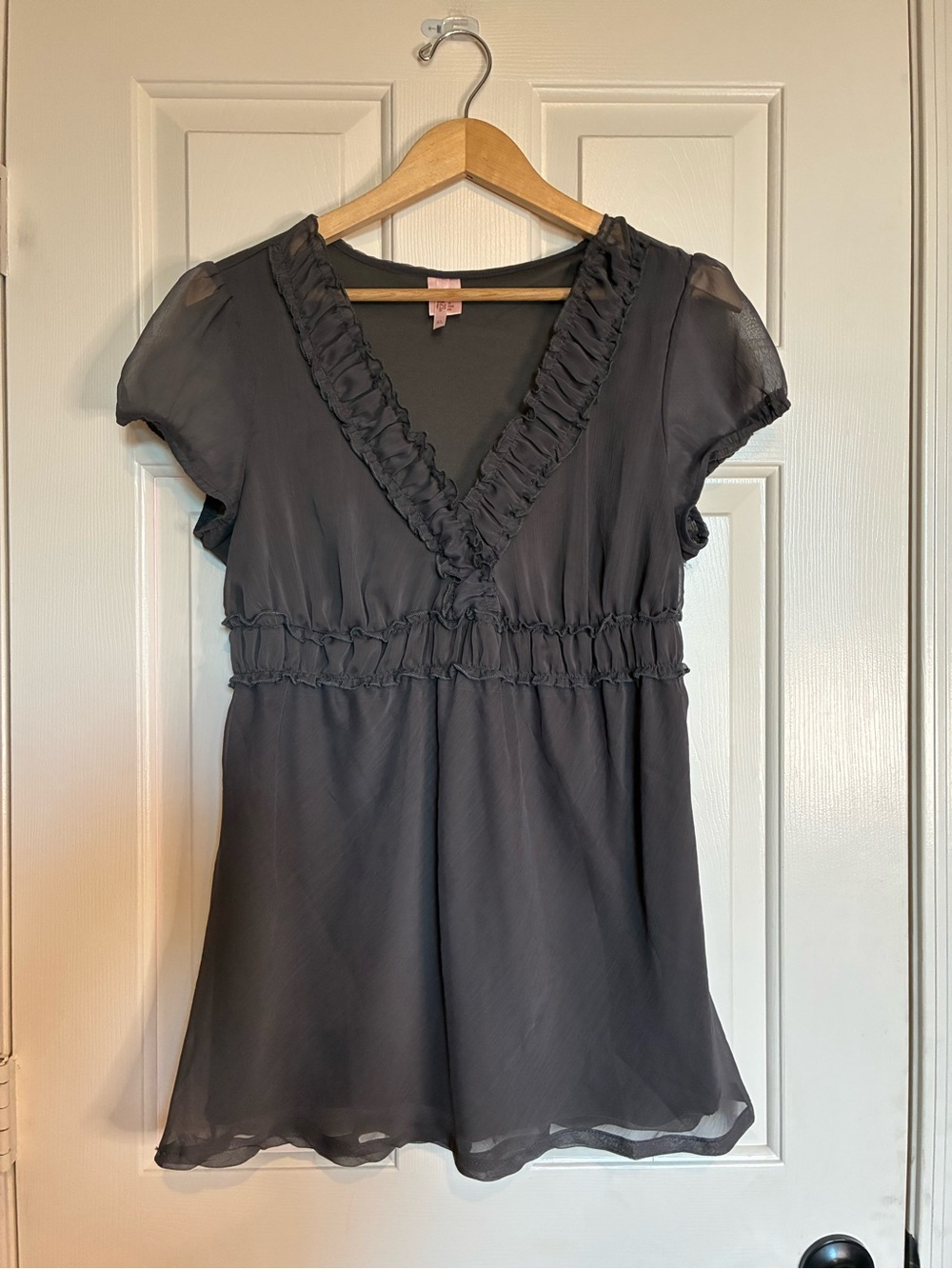 Rue21 Black Ruffle-Trim V-Neck Blouse